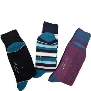 NWOT Ted Baker Organic Cotton Solid/Striped Printed Bundled Socks Sz: 8-12